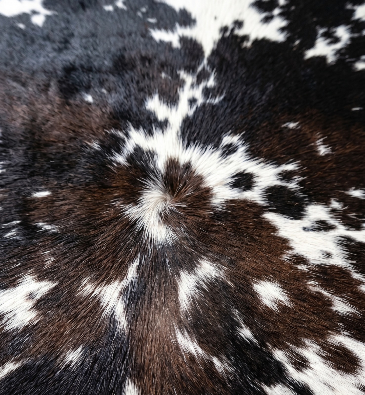 Tricolor cowhide rug from the Heritage Collection